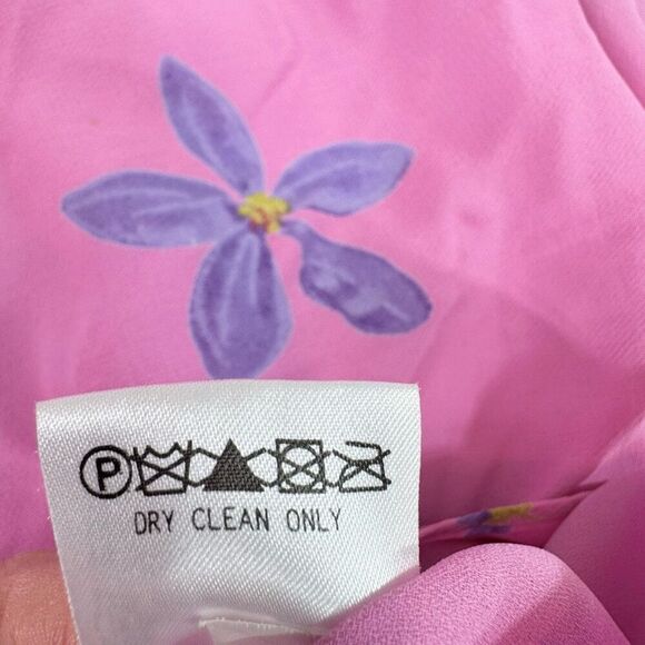 Sigrid Olsen Midi Dress Womens 12 90s Y2k Floral Surplice Sleeveless Pink - Picture 9 of 10